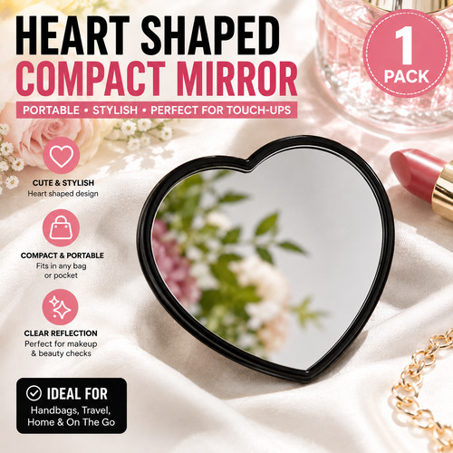 Heart shaped compact mirror - heart,