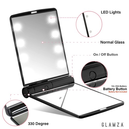 Foldable led travel mirror - foldable, 8