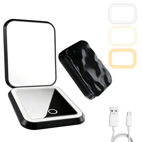 Lighted travel makeup mirror - lighted,