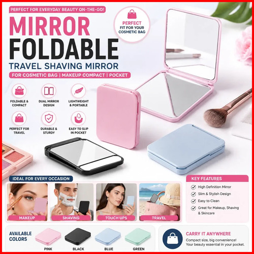 Mirror foldable travel shaving - mirror,