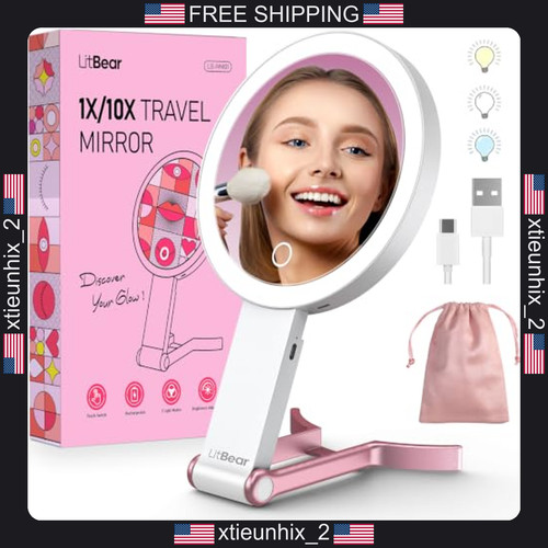 Lighted travel makeup mirror - lighted,
