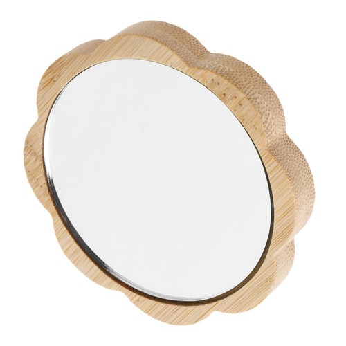 Handheld wooden makeup mirror - handheld,