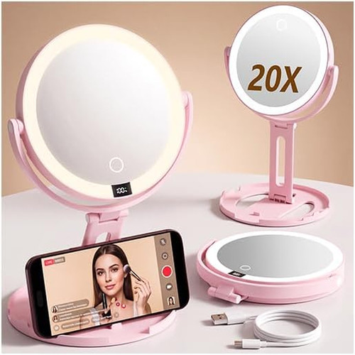 Travel makeup mirror 20x - mirror, 1x/20x
