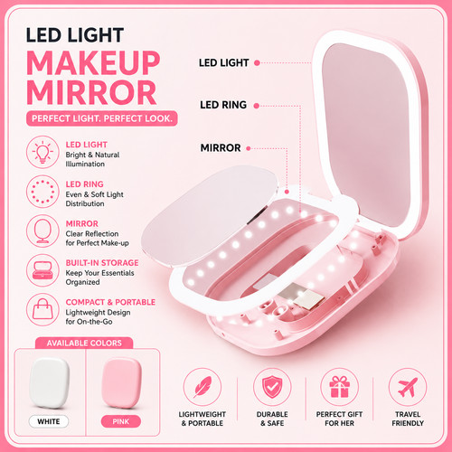 Mini led compact mirror - mirror, light